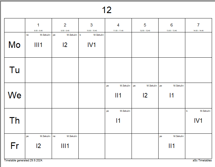 A calendar with numbers and letters

Description automatically generated