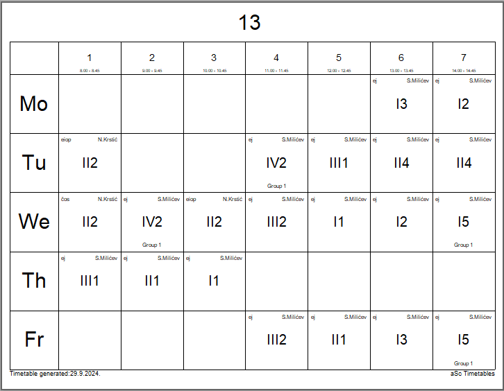 A calendar with numbers and letters

Description automatically generated