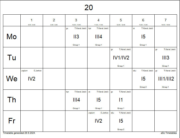 A calendar with numbers and letters

Description automatically generated