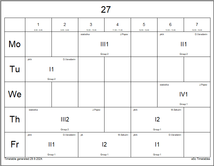 A calendar with numbers and letters

Description automatically generated