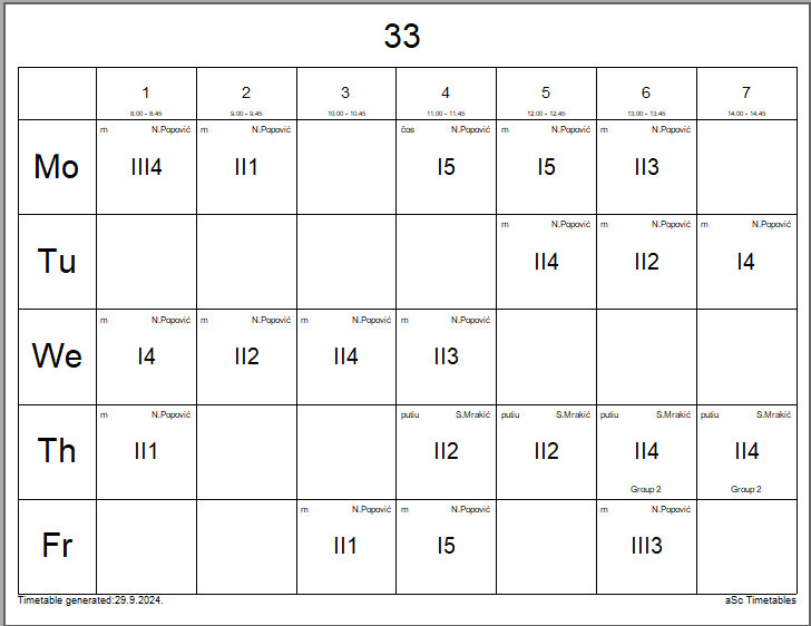 A calendar with numbers and letters

Description automatically generated