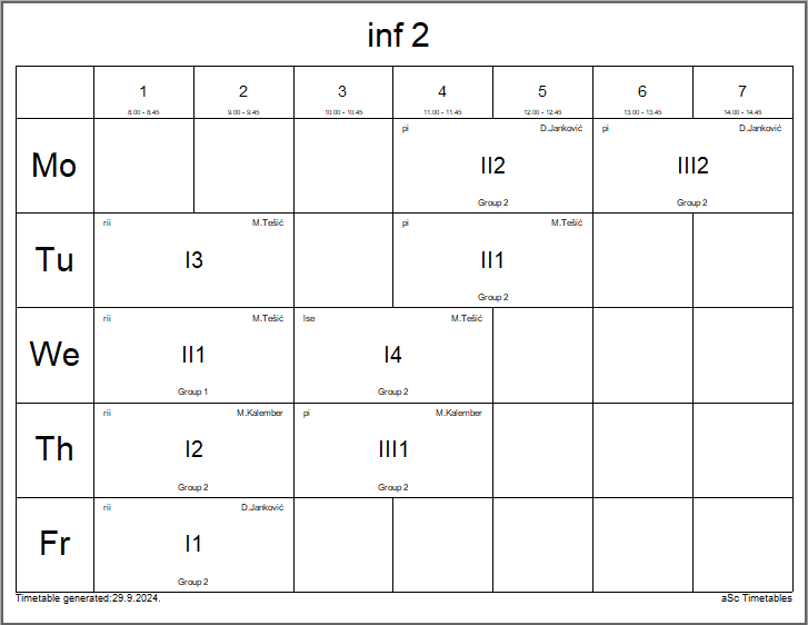 A calendar with numbers and letters

Description automatically generated