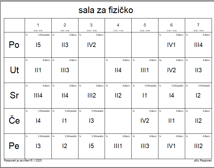 A calendar with numbers and letters

Description automatically generated