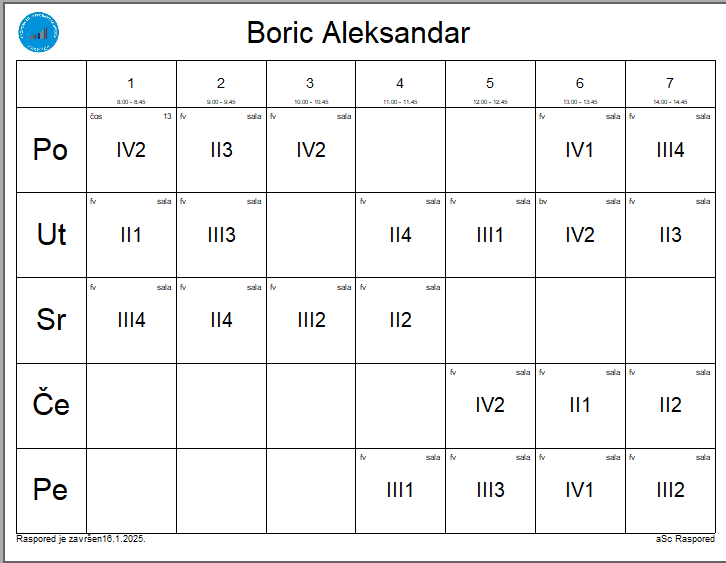 A calendar with numbers and letters

Description automatically generated