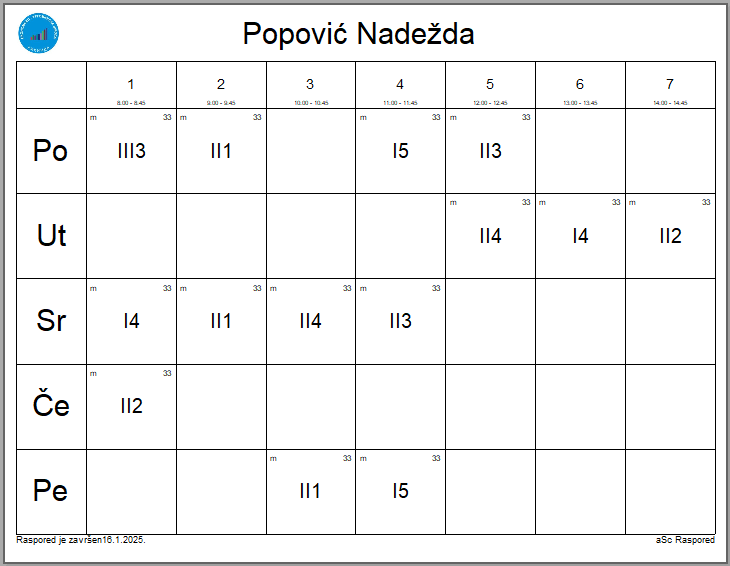 A calendar with numbers and letters

Description automatically generated