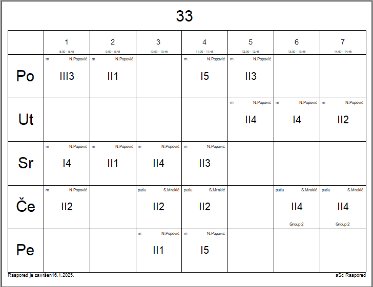 A calendar with numbers and letters

Description automatically generated